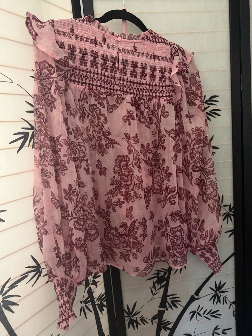 NWOT Sheer Loft Pink Floral Boho Blouse